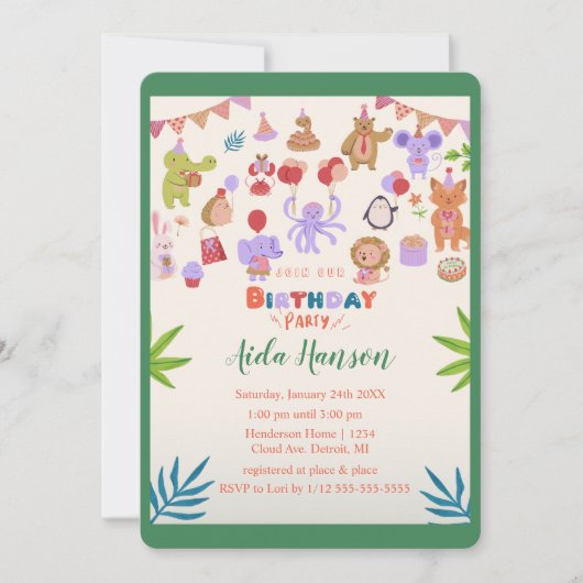 Party Einladung zur Geburtstagsfeier (Vorderseite)