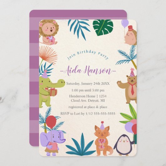 Party Einladung zur Geburtstagsfeier (Vorne/Hinten)