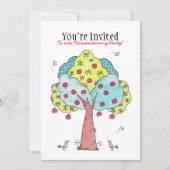 Party Einladung zur niedlichen Apple Tree (Vorderseite)