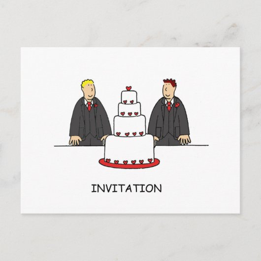 Party Einladung Zwei Grooms und ein Kuchen (Vorderseite)