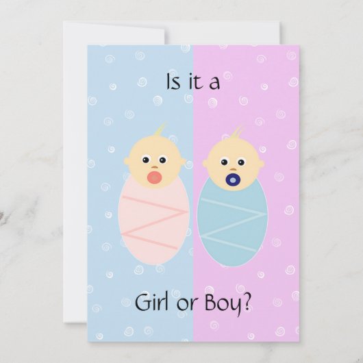 Party Einladung zwischen Rosa und Blauem Geschlech (Rückseite)