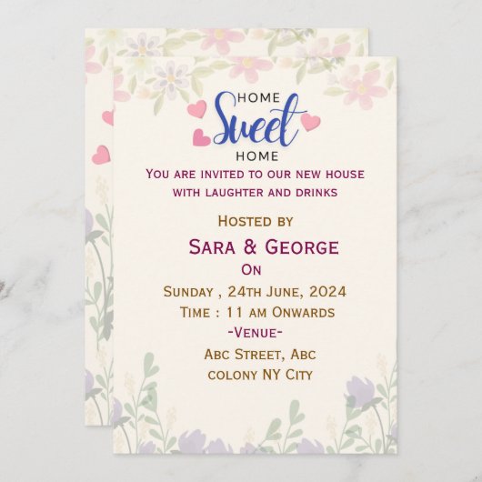 Party Einladungen (Vorne/Hinten)