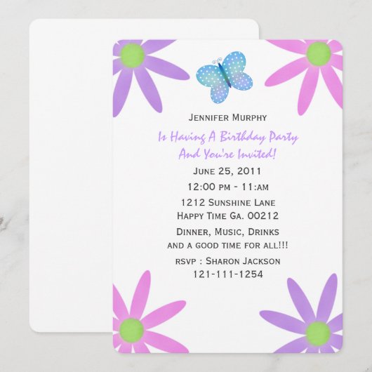 Party Einladungen (Vorne/Hinten)