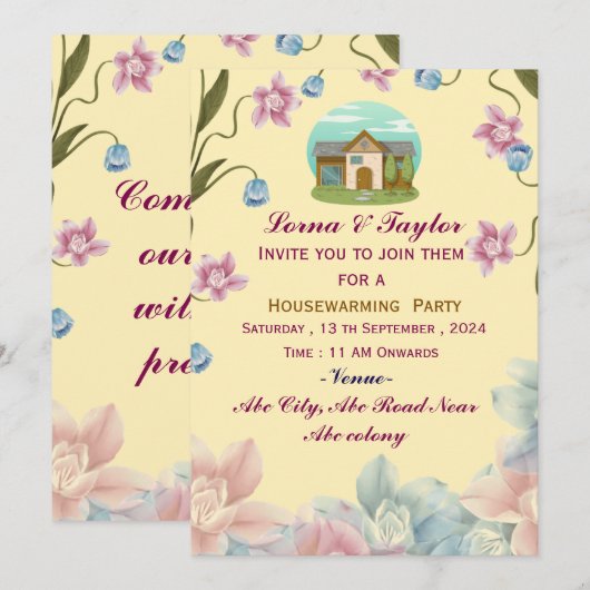 Party Einladungen (Vorne/Hinten)