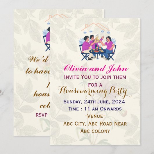 Party Einladungen (Vorne/Hinten)