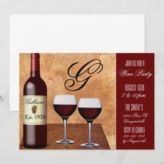 Party Einladungen (Vorne/Hinten)