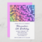 Party Einladungen 6. Mädchen mit farbigem Regenbog (Vorne/Hinten)