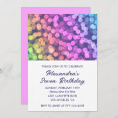 Party Einladungen 7. farbiges Mädchen mit Regenbog (Vorne/Hinten)