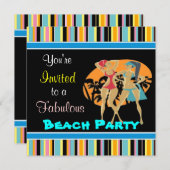 Party Einladungen am Strand (Vorne/Hinten)