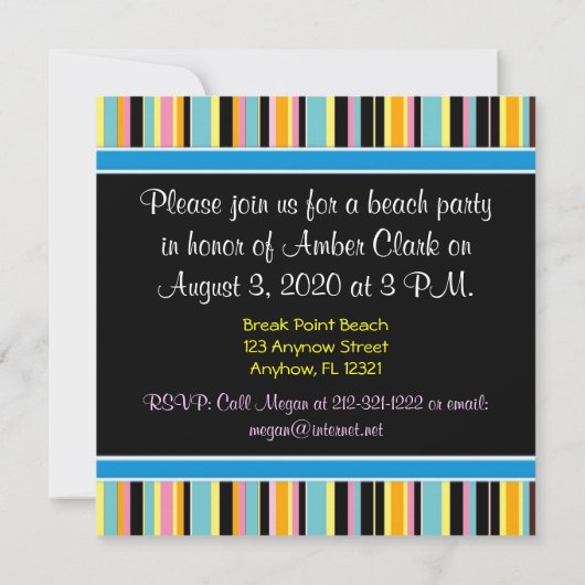 Party Einladungen am Strand (Rückseite)