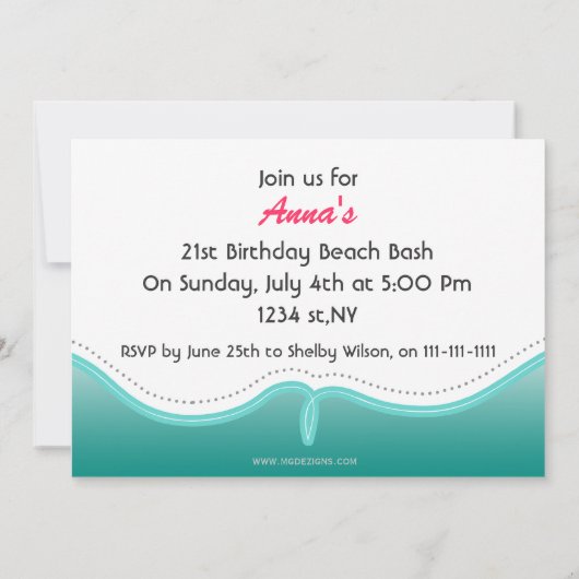 Party Einladungen am Strand (Rückseite)