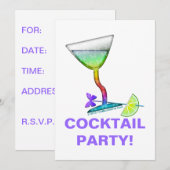 PARTY EINLADUNGEN - BUTTERFLY MARTINI (Vorne/Hinten)