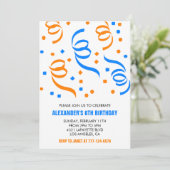 Party Einladungen Confetti Orange 6. (Stehend Vorderseite)