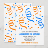Party Einladungen Confetti Orange 6. (Vorne/Hinten)