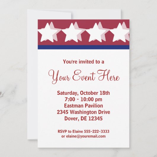 Party Einladungen der Roten Sterne-Kampagne (Vorderseite)