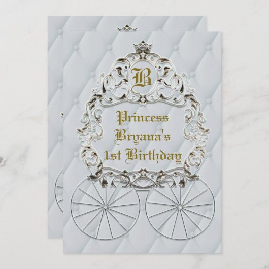 Party Einladungen der Royal Croriage (White Gold) (Vorne/Hinten)