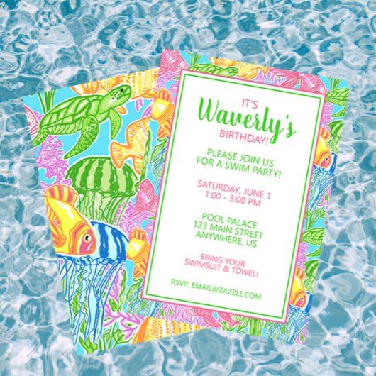 Party Einladungen der tropischen Fische