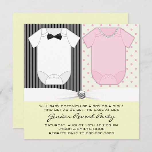 Party Einladungen des Gelbgeschlechts (Vorne/Hinten)