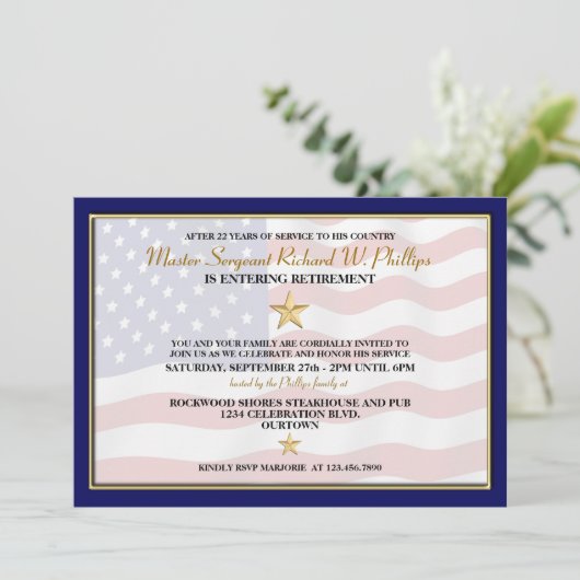 Party Einladungen des Militärruhestands (Stehend Vorderseite)