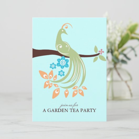 Party Einladungen des Pfauengartens (Stehend Vorderseite)