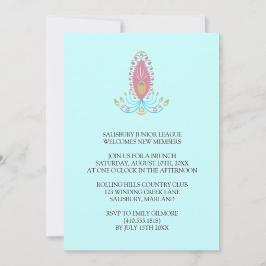 Party Einladungen des Pfauengartens (Rückseite)