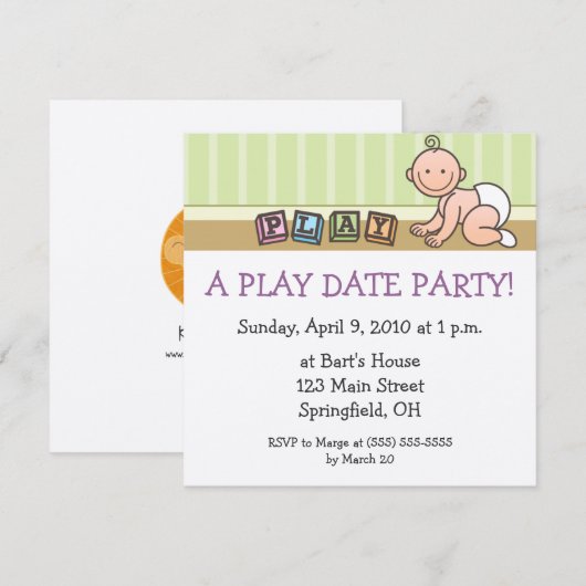 Party Einladungen des Spieldatums (Vorne/Hinten)