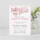 Party Einladungen des Watercolor Valentins (Stehend Vorderseite)