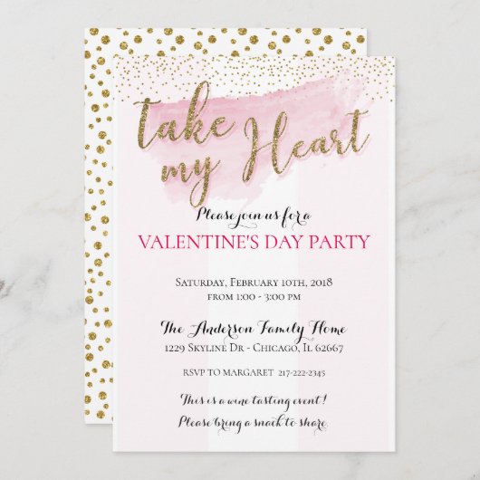 Party Einladungen des Watercolor Valentins (Vorne/Hinten)