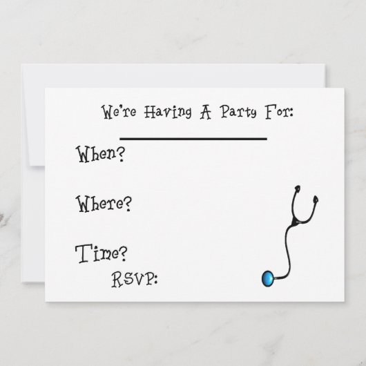 Party Einladungen, die sich in der Krankenversorgu Einladung (Rückseite)