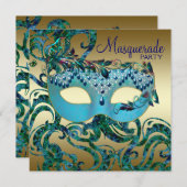 Party Einladungen für Aquamarine Blaumasquerade (Vorne/Hinten)