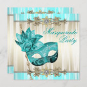 Party Einladungen für Aquamarine Blaumasquerade (Vorne/Hinten)