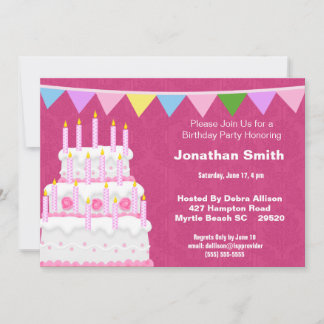 Party Einladungen für Banner und Geburtstagskuchen