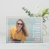 Party Einladungen für das White Script-Foto (Stehend Vorderseite)