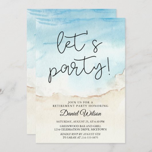 Party Einladungen für die Altersversorgung (Vorne/Hinten)