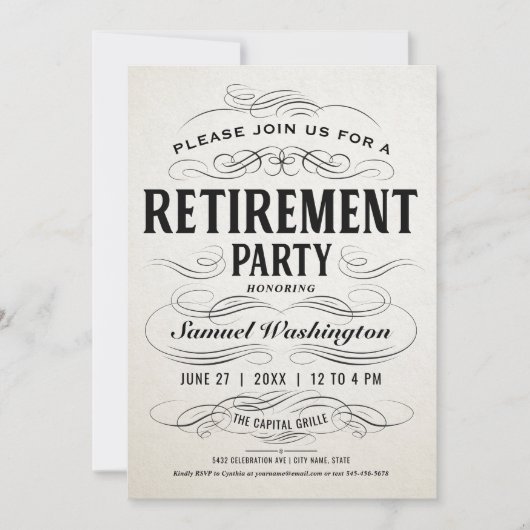 Party Einladungen für die Altersversorgung Vintage (Vorderseite)