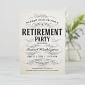 Party Einladungen für die Altersversorgung Vintage (Stehend Vorderseite)