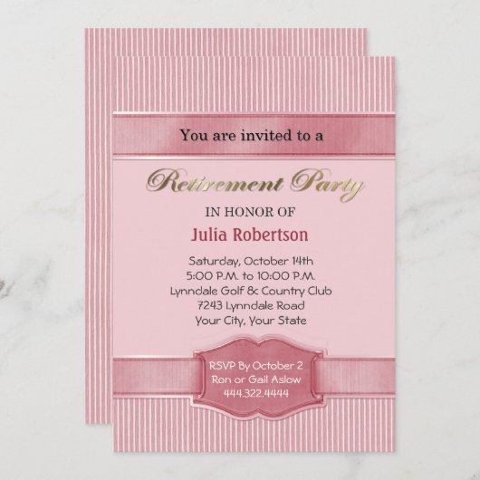 Party Einladungen für die Altersvorsorge in hellro (Vorne/Hinten)