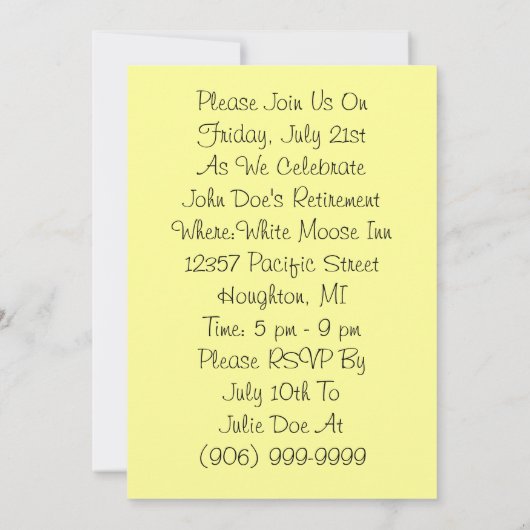 Party Einladungen für die Einzahlung Gold Pocket W (Rückseite)