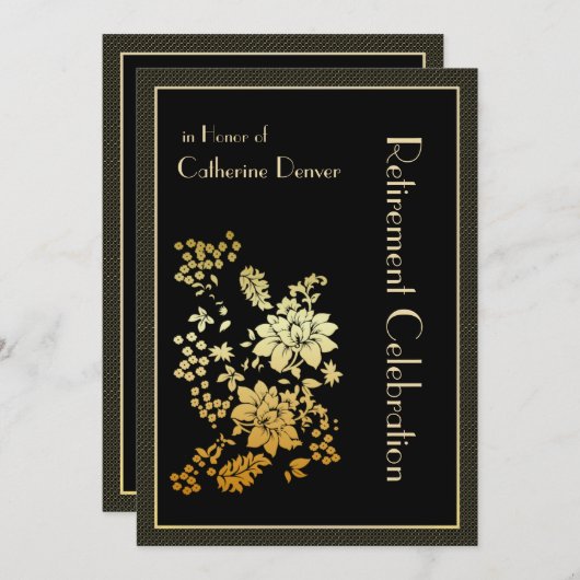 Party Einladungen für die Goldene Blumenruhestätte (Vorne/Hinten)