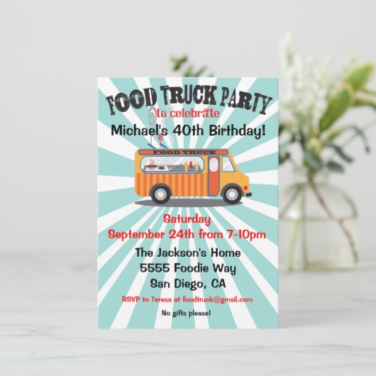 Party Einladungen für LKW (Stehend Vorderseite)