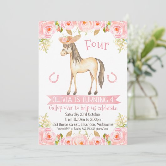 Party Einladungen für Mädchen (Stehend Vorderseite)