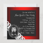 Party Einladungen für Red Black Silvester (Rückseite)