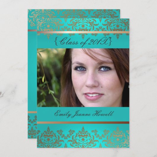 Party Einladungen für Vintage Damaskus/Abschlüsse (Vorne/Hinten)