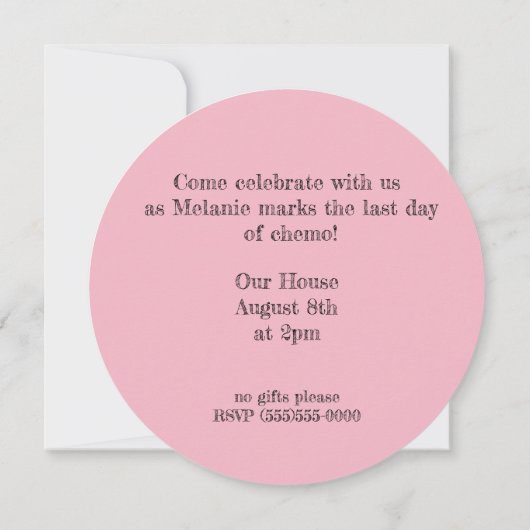 Party Einladungen "Goodbye Chemo" (Rückseite)
