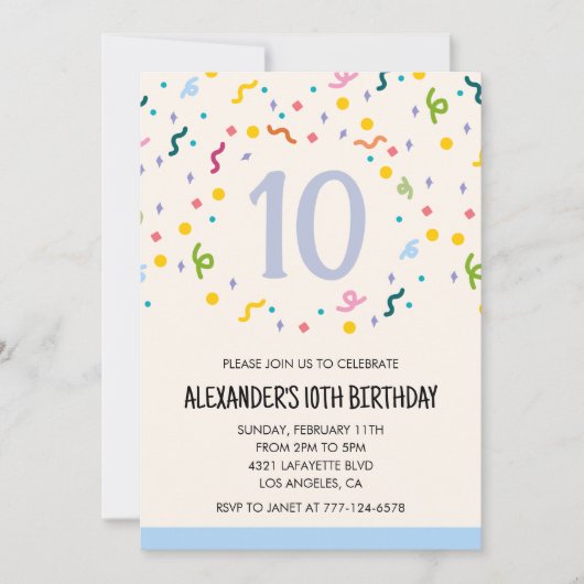 Party Einladungen Konfetti (Vorderseite)