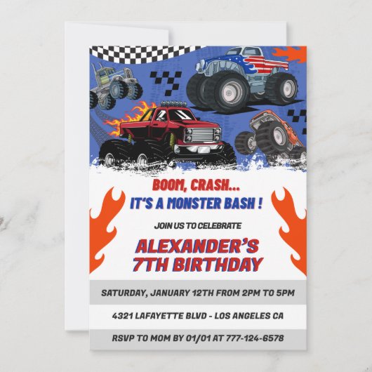 Party Einladungen mit heißen Rädern Foto Bash (Vorderseite)