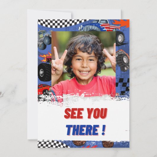 Party Einladungen mit heißen Rädern Foto Bash (Rückseite)