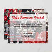 Party Einladungen mit normalem Pulli, Retro-Rot un (Vorne/Hinten)