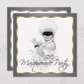 Party Einladungen mit Schwarz-Gold-Masquerade (Vorne/Hinten)