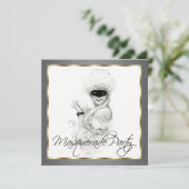 Party Einladungen mit Schwarz-Gold-Masquerade (Stehend Vorderseite)